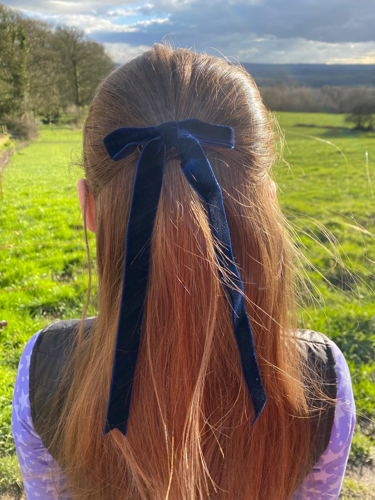 Olive Green Velvet Long Tailed Hair Ribbon