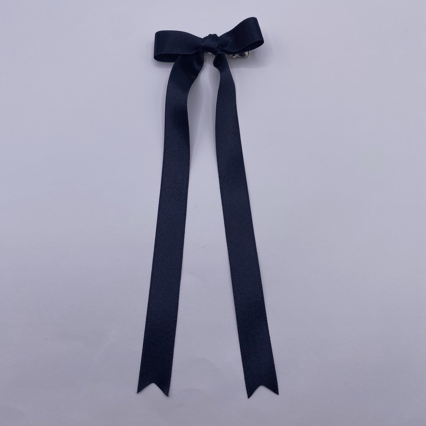 Midnight Navy Satin Long Tailed Hair Ribbon
