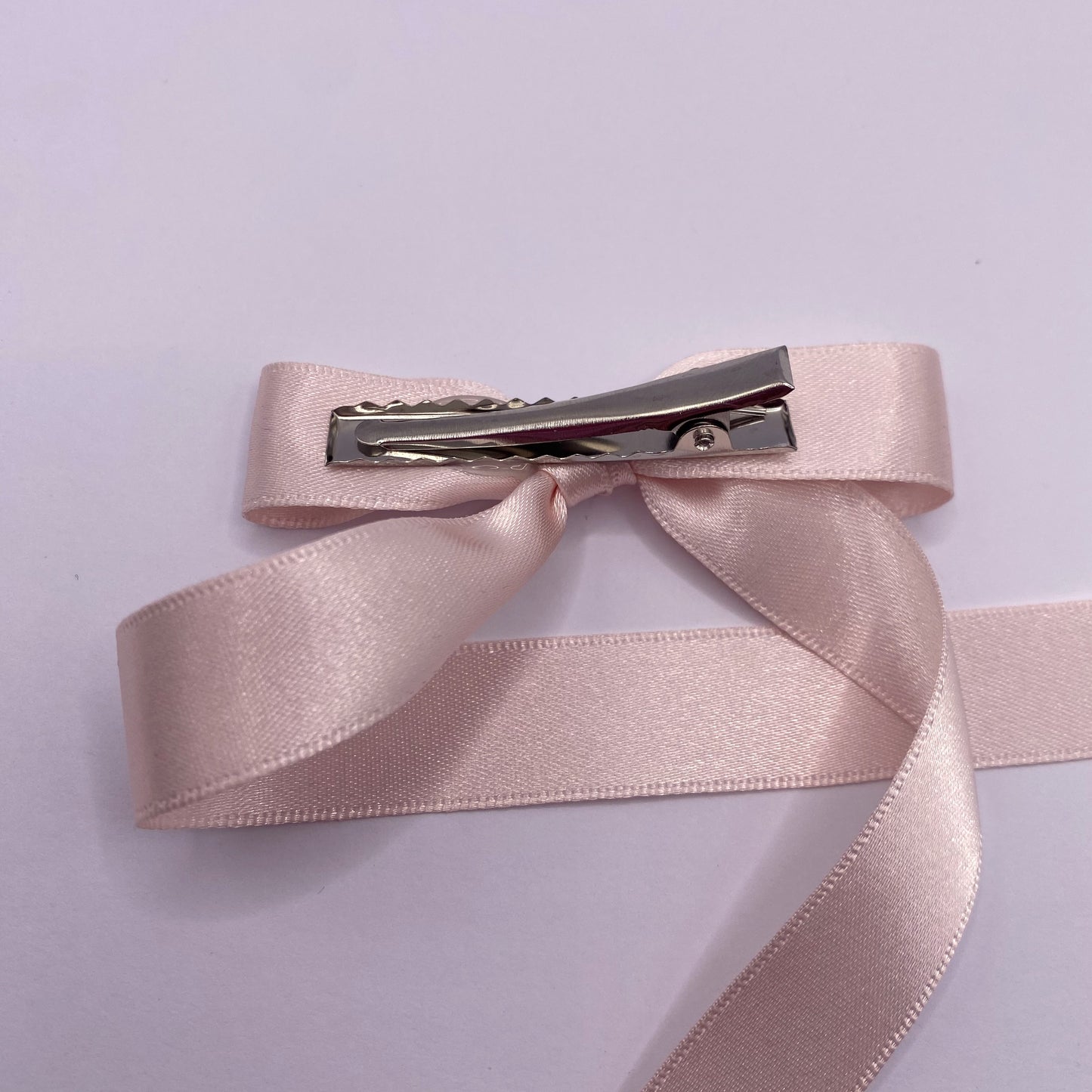 Baby Pink Satin Long Tailed Hair Ribbon