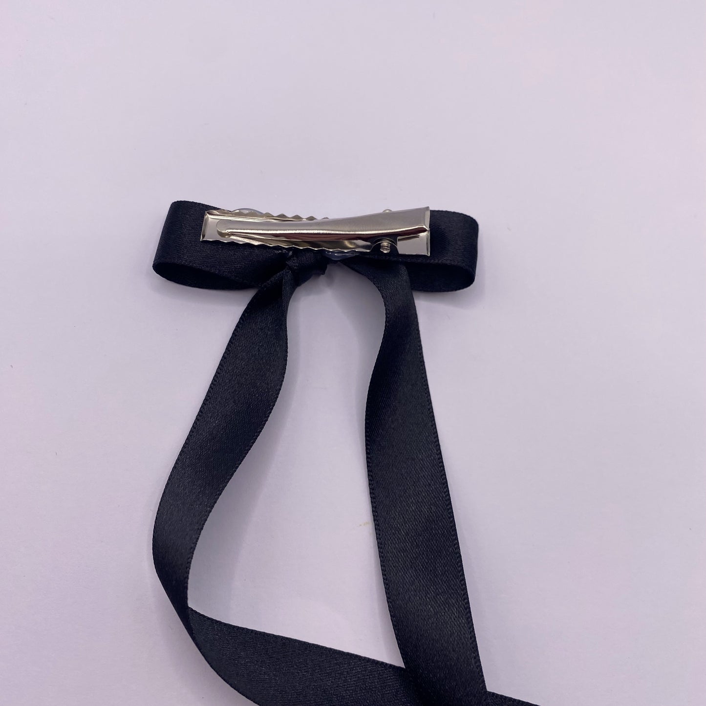 Black Satin Long Tailed Hair Ribbon