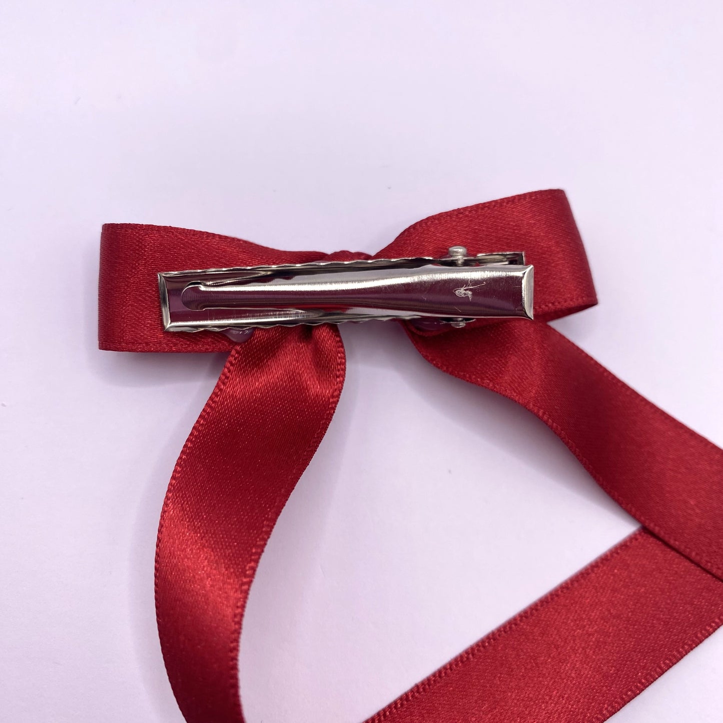 Red Satin Long Tailed Hair Ribbon