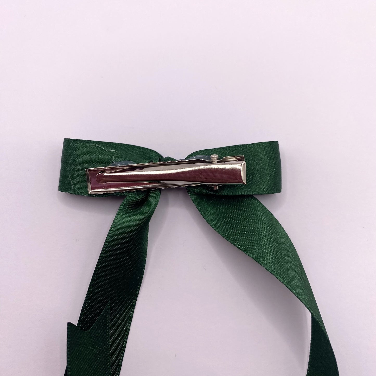 Forest Green Satin Long Tailed Hair Ribbon