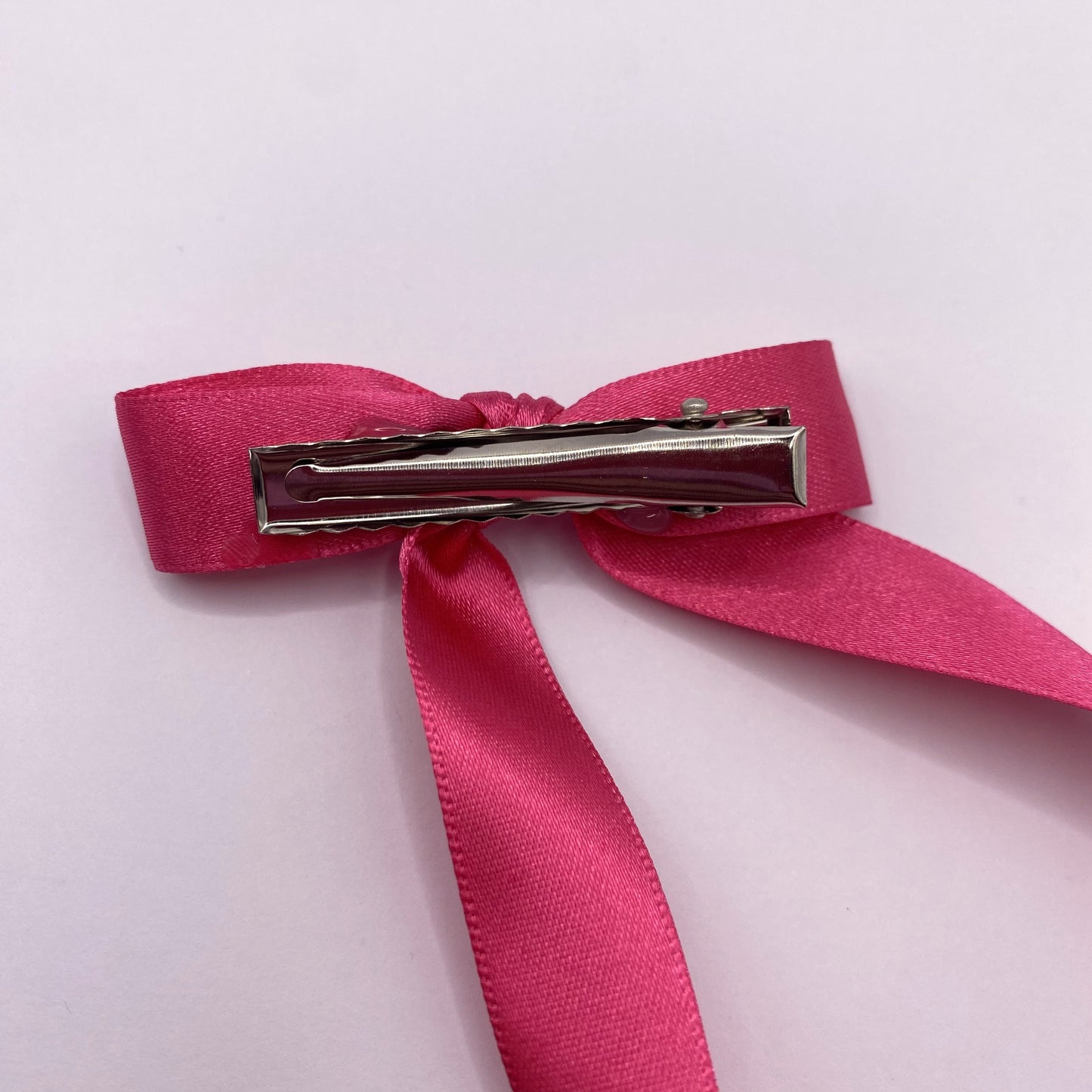 Cerise Pink Satin Long Tailed Hair Ribbon