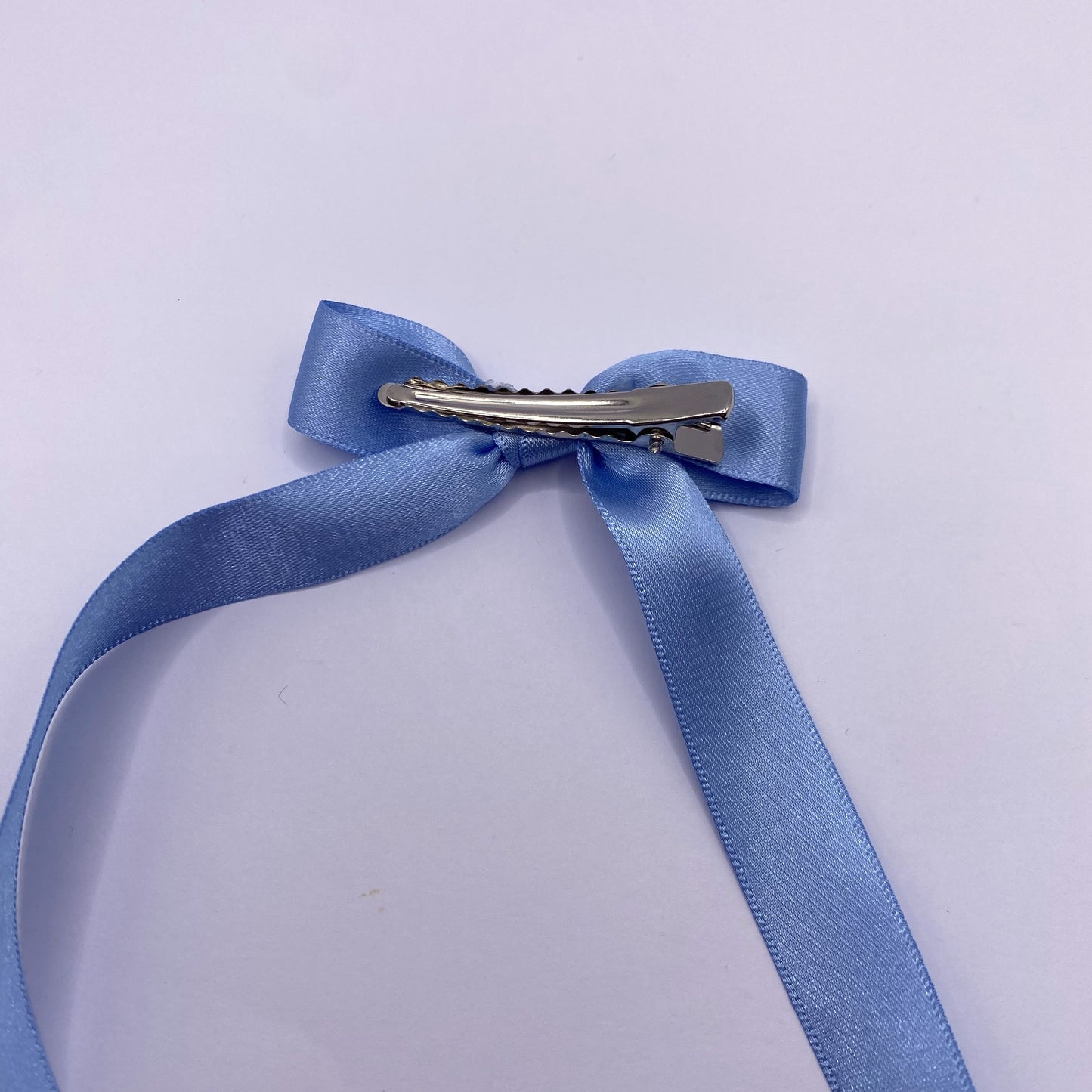 Cornflower Blue Satin Long Tailed Hair Ribbon