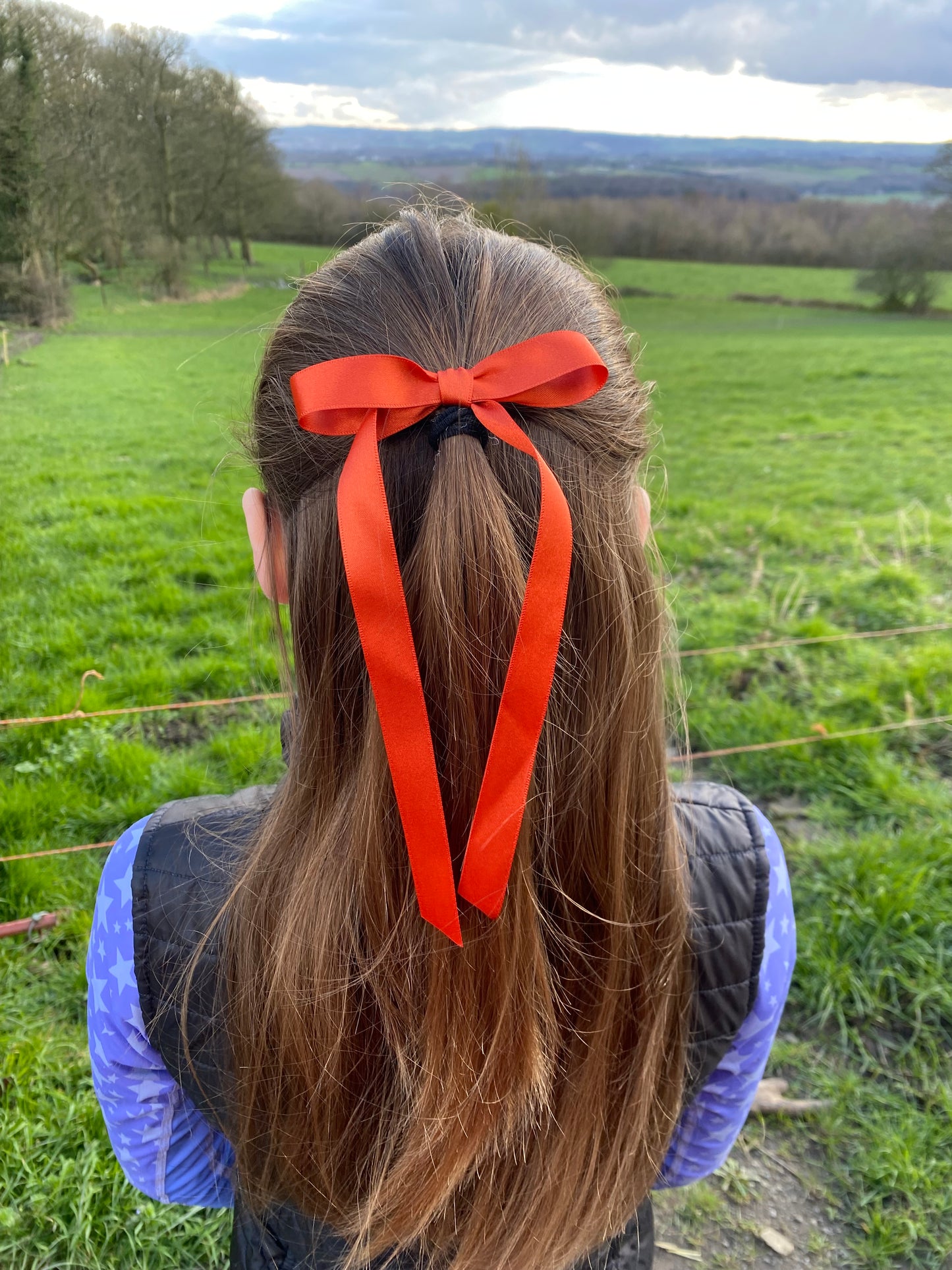 Black Satin Long Tailed Hair Ribbon