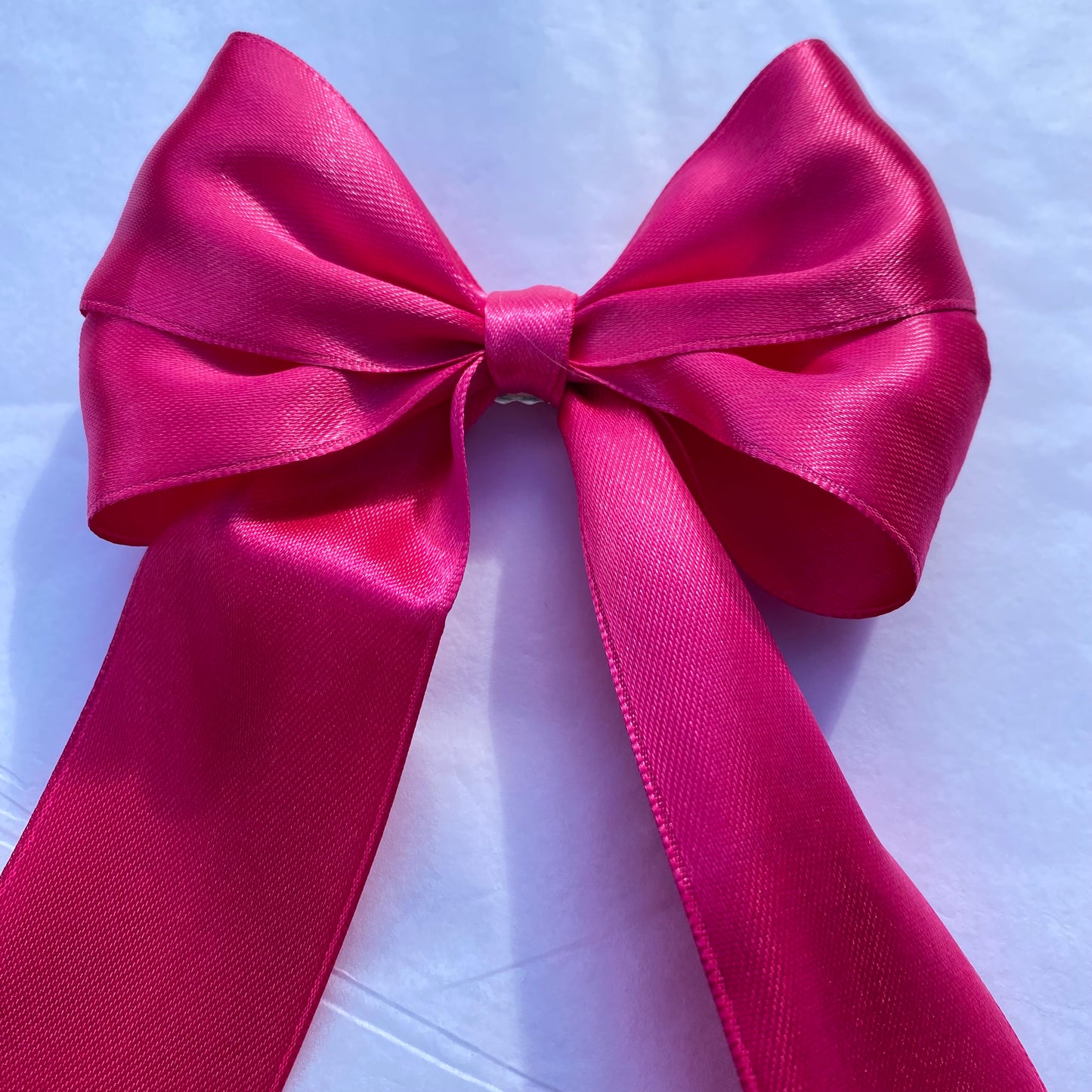 Cerise Pink Large Satin Long Tailed Hair Ribbon