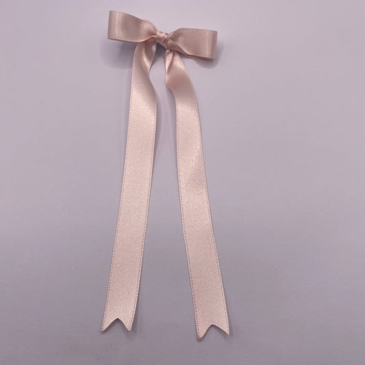 Baby Pink Satin Long Tailed Hair Ribbon