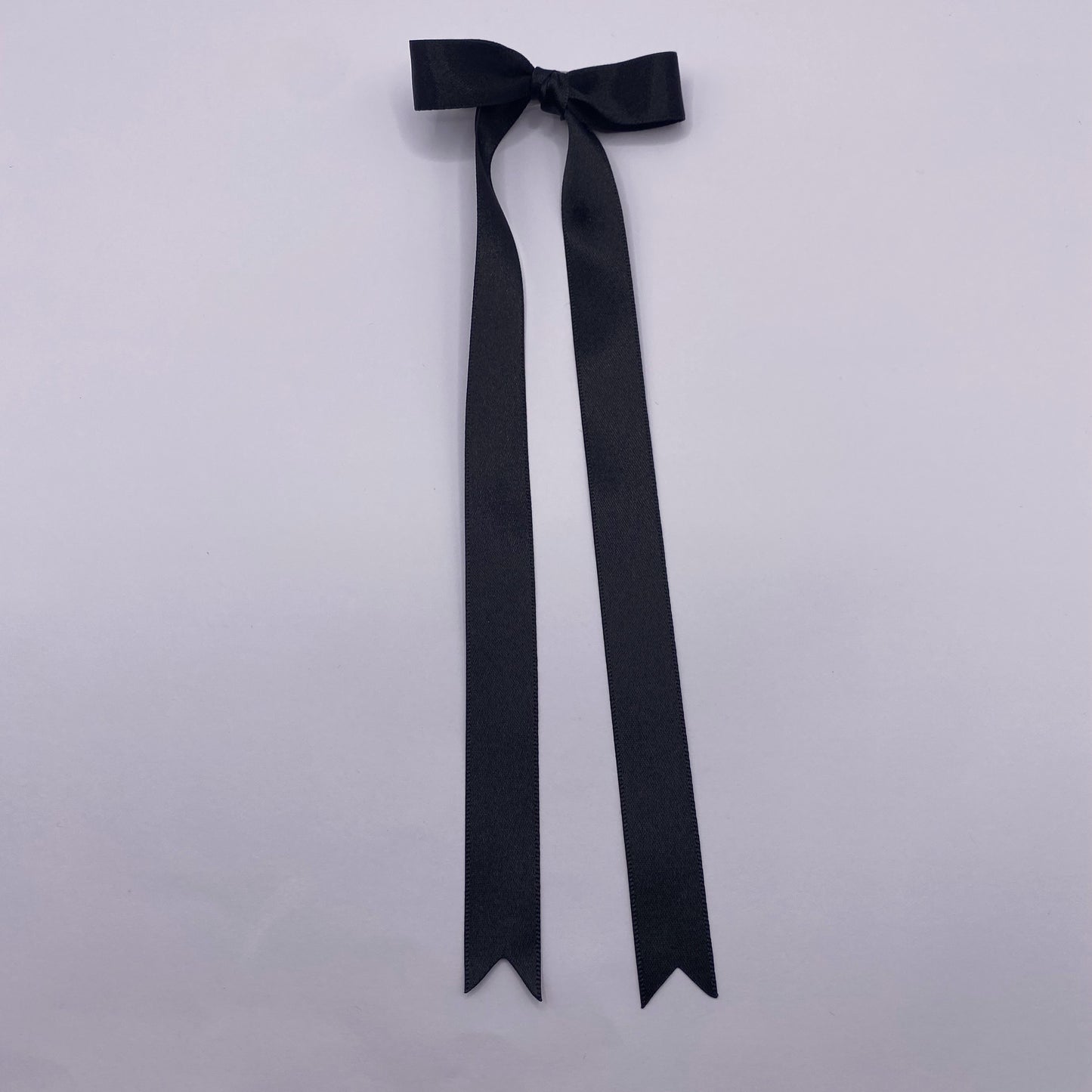 Black Satin Long Tailed Hair Ribbon