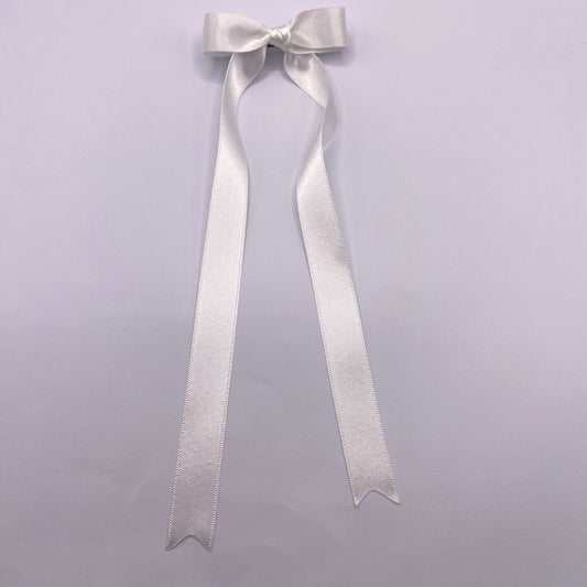 White Satin Long Tailed Hair Ribbon