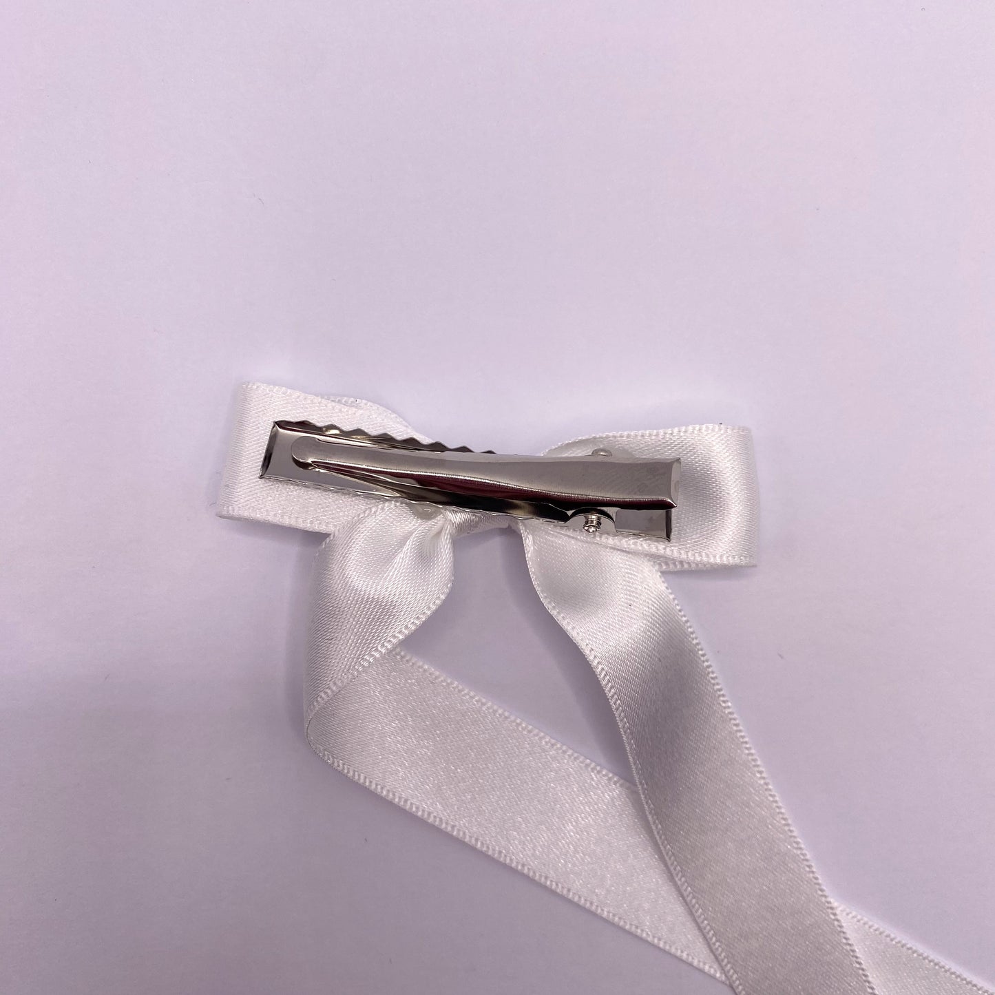 White Satin Long Tailed Hair Ribbon
