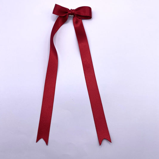 Red Satin Long Tailed Hair Ribbon