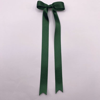 Forest Green Satin Long Tailed Hair Ribbon