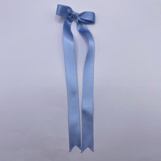 Cornflower Blue Satin Long Tailed Hair Ribbon