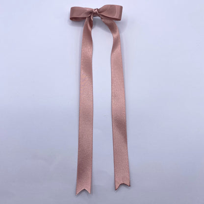 Dusky Pink Satin Long Tailed Hair Ribbon