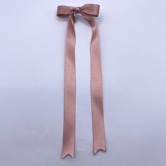 Dusky Pink Satin Long Tailed Hair Ribbon