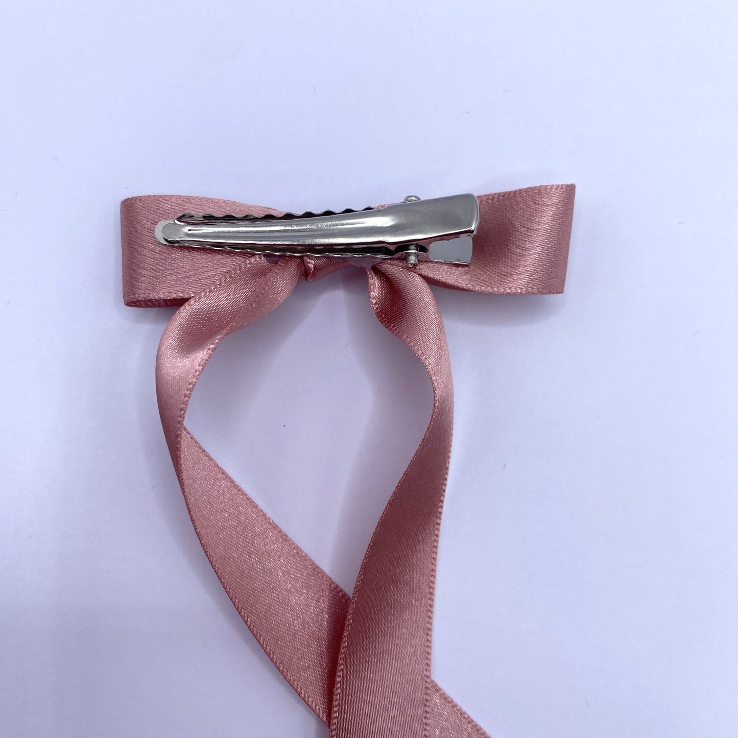 Dusky Pink Satin Long Tailed Hair Ribbon